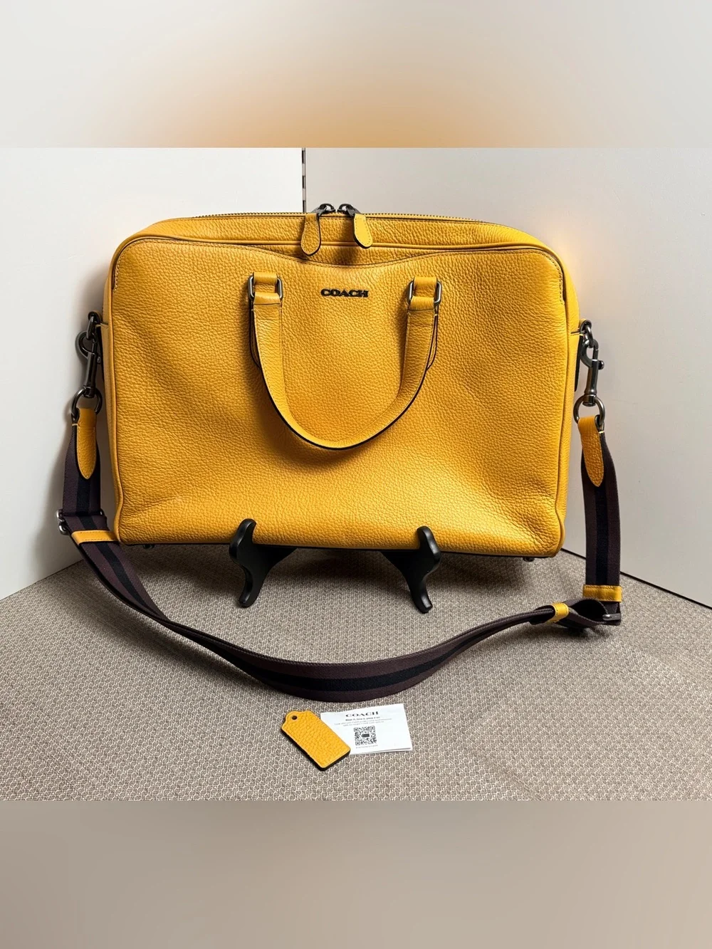 Coach Yellow Pebbled Leather Laptop Brief